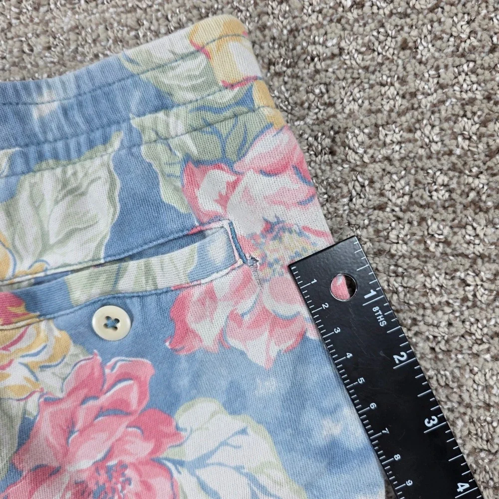 Polo Ralph Lauren Mens XS Blue Floral Sweat Shorts Cotton Drawstring Pony Logo